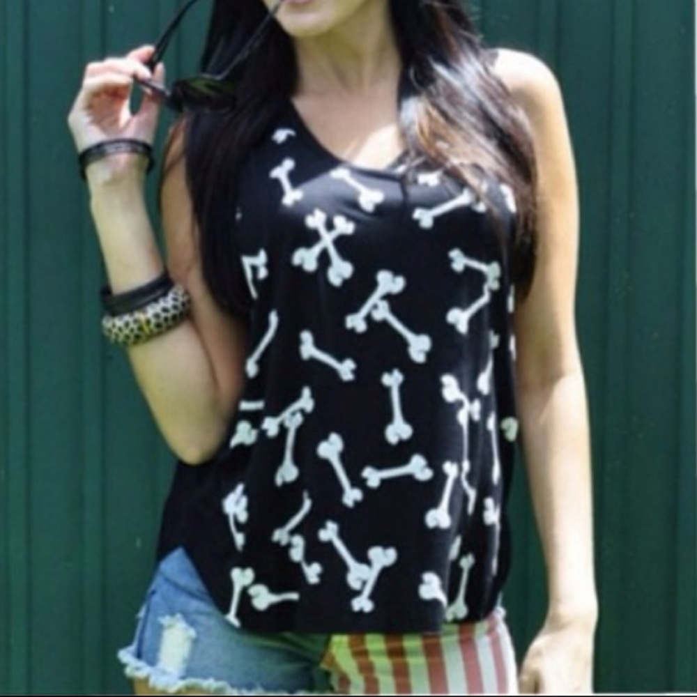Black Tank with Bones NWOT